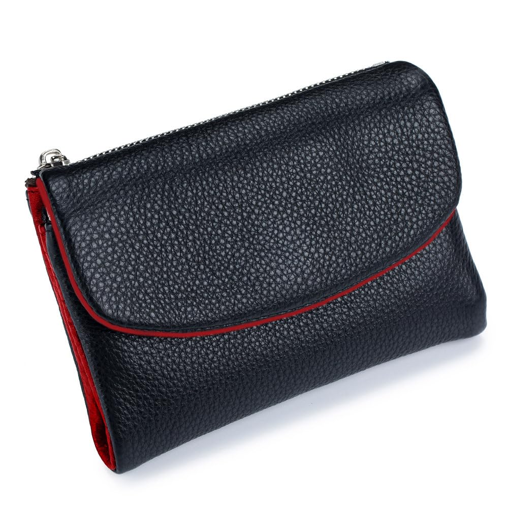 HOTLECDOA Unisex Pebble Leather Wallet, Short Genuine Leather Coin and Card Wallet, Small Wallets for Women, Suitable for Coins and Cards (#15)