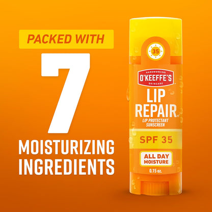 HOTO'Keeffe's Lip Repair SPF 35 Lip Balm - Stick (3 Pack) - Sun-Safe Moisturizer for Extremely Cracked, Dry Lips