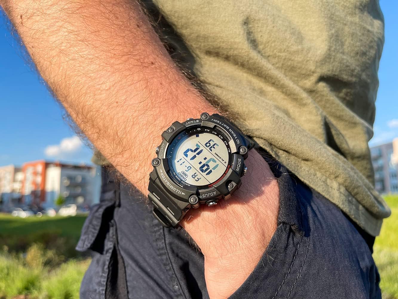 HOTCasio Illuminator AE1500WH Series | 10-Year Battery | LED Backlight | 5-Alarms | 1/100 Sec Stopwatch | Men's Digital Watch