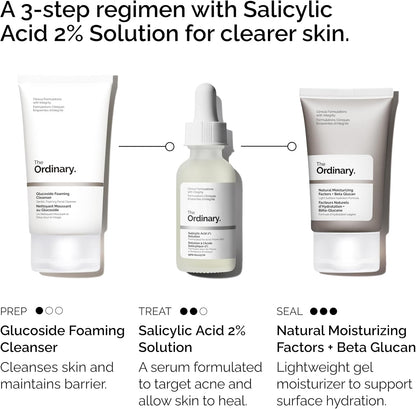 HOTThe Acne Set, 3-Step Skin Regimen with Glucoside Foaming Cleanser, Salicylic Acid 2% Solution, and Natural Moisturizing