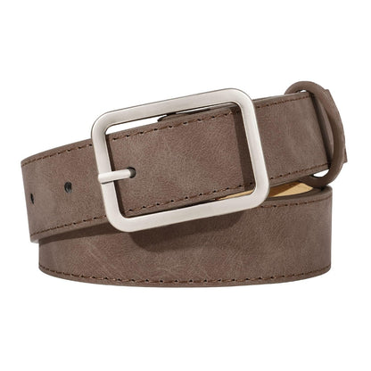 HOTXZQTIVE Women Suede Belts for Women Fashion Leather Belts With Silver Buckle Ladies Waist Belt For Jean Pant Dress