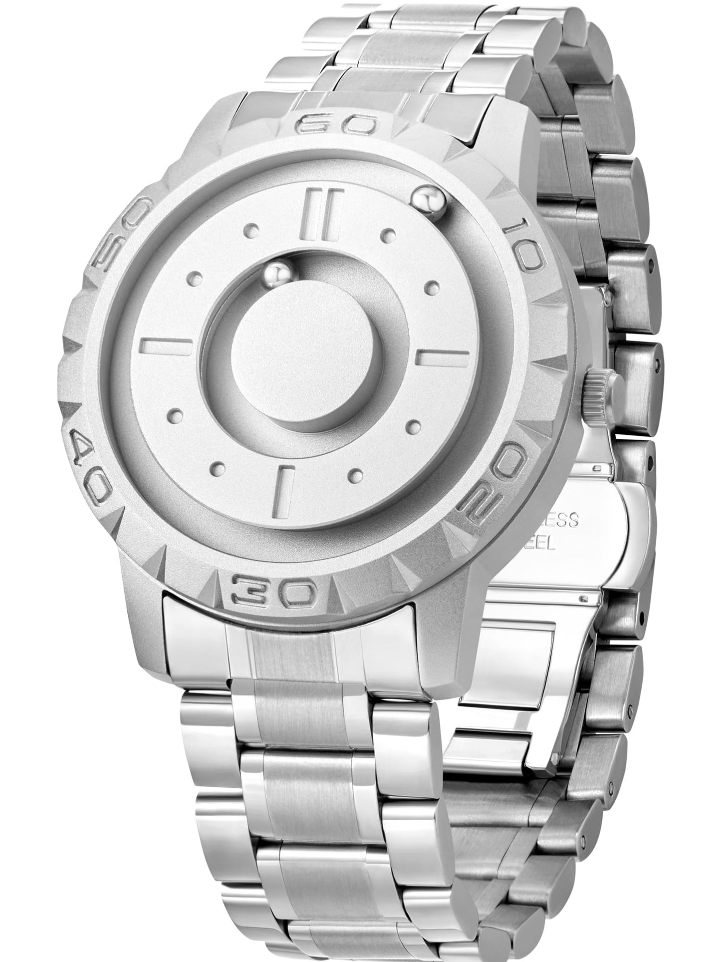 HOTEUTOUR Watches Men's Watch Magnet Watch No Glass Ball Bearing Quartz 40mm Wristwatch for Men with 20mm Bracelet and 3ATM/5ATM Waterproof, Unique Wathes for Men