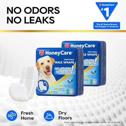 HOTHONEY CARE All-Absorb A25 Male Dog Wrap, 50 Count, Medium, White