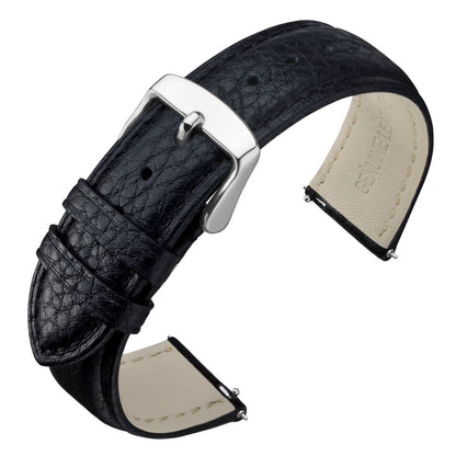 HOTANNEFIT Watch Band 18mm, Quick Release Textured Padded Leather Straps with Gold Buckle for Men and Women (Black)