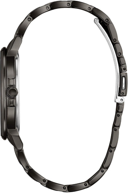 HOTCitizen Men's Eco-Drive Modern Axiom Watch in Gray Stainless Steel, Black Dial (Model: BJ6517-52E)