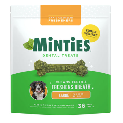 HOTMinties Dental Chews for Dogs, 40 Count, Vet-Recommended Mint-Flavored Dental Dog Treats for Medium Dogs, Bones Clean Teeth, Fight Bad Breath, and Removes Plaque and Tartar