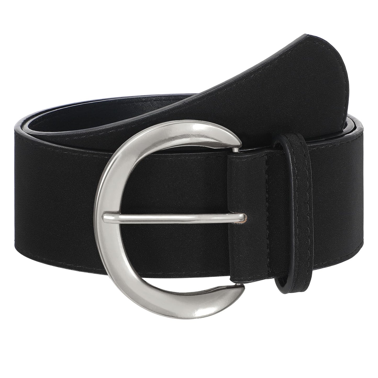 HOTWHIPPY Women’s Wide Leather Belt for Dresses Fashion Casual Laides Thick Suede Belt with Gold Buckle