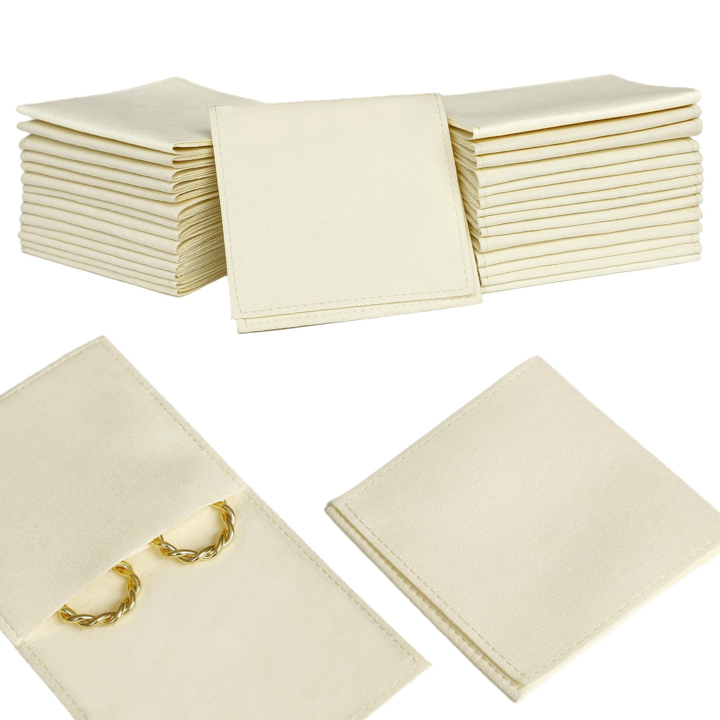 HOT40pcs Black Microfiber Jewelry Pouch 8 x 8cm Jewelry Packaging Bag Envelope Style Luxury Small Favor Bags Jewelry Gift Bags for Earrings Necklaces Bracelet Ring