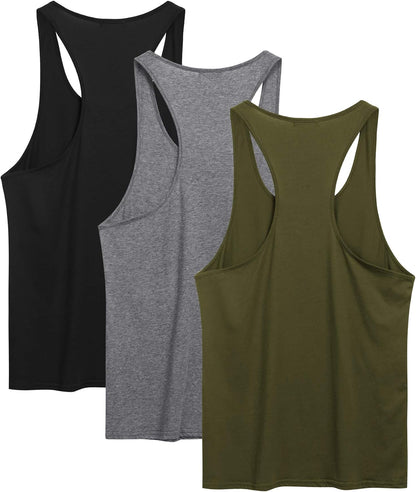 HOTCOOFANDY Men's 3 Pack Tank Tops Cotton Performance Sleeveless Casual Classic T Shirts
