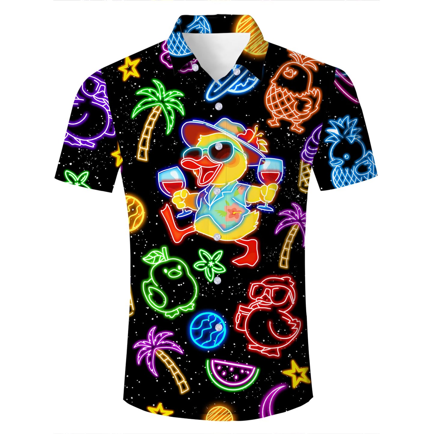 HOTFanient Mens Hawaiian Shirt Summer 3D Print Casual Short Sleeve Button Down Graphic Aloha Dress Shirts