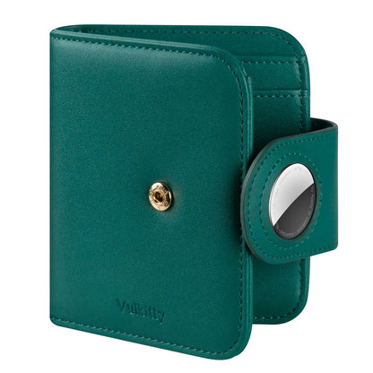 HOTVulkitty Womens Small Wallet for Air Tag RFID Blocking Vegan Leather Air Tag Wallet for Women