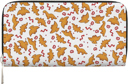 HOTCute Dinosaur Chicken Nuggets Long Wallet for Women Men Leather Clutch Purse Large Capacity Card Holder Money Organizers for Cash Coin Smart Phone