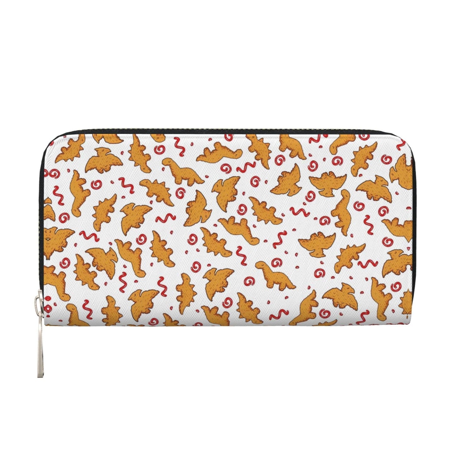 HOTCute Dinosaur Chicken Nuggets Long Wallet for Women Men Leather Clutch Purse Large Capacity Card Holder Money Organizers for Cash Coin Smart Phone