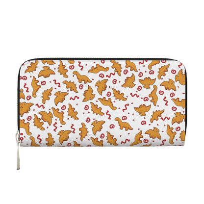 HOTCute Dinosaur Chicken Nuggets Long Wallet for Women Men Leather Clutch Purse Large Capacity Card Holder Money Organizers for Cash Coin Smart Phone