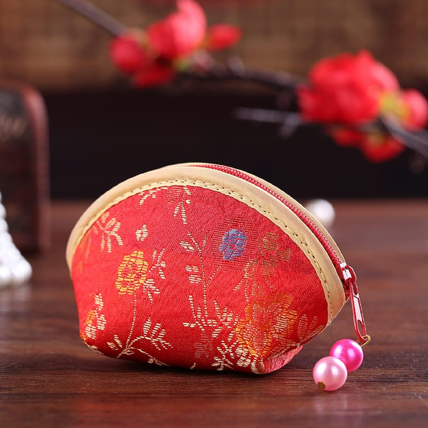HOTSilk Coin Purse Zipper Purse Embroidery Coin Wallet | 20Pcs，Sugar Jewelry Bag Lipstick Container Gift Bag