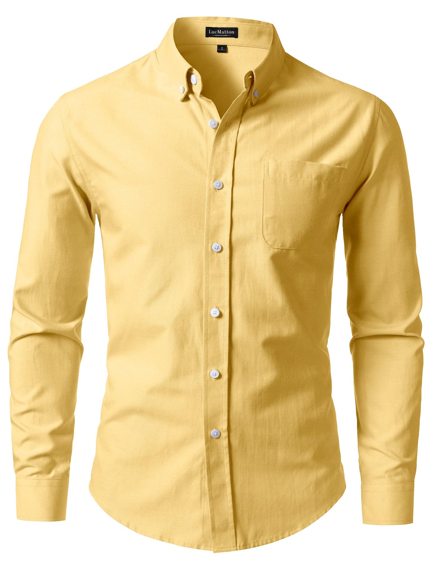 HOTLucMatton Men's Lightweight Oxford Long Sleeve Button Down Shirt Business Casual Slim fit Dress Shirts with Pocket