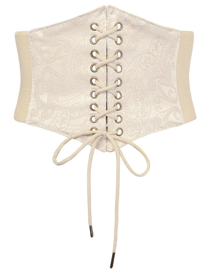 HOTScarlet Darkness Renaissance Corset Belt Lace-up Tied Waspie Wide Elastic Waist Belts for Women