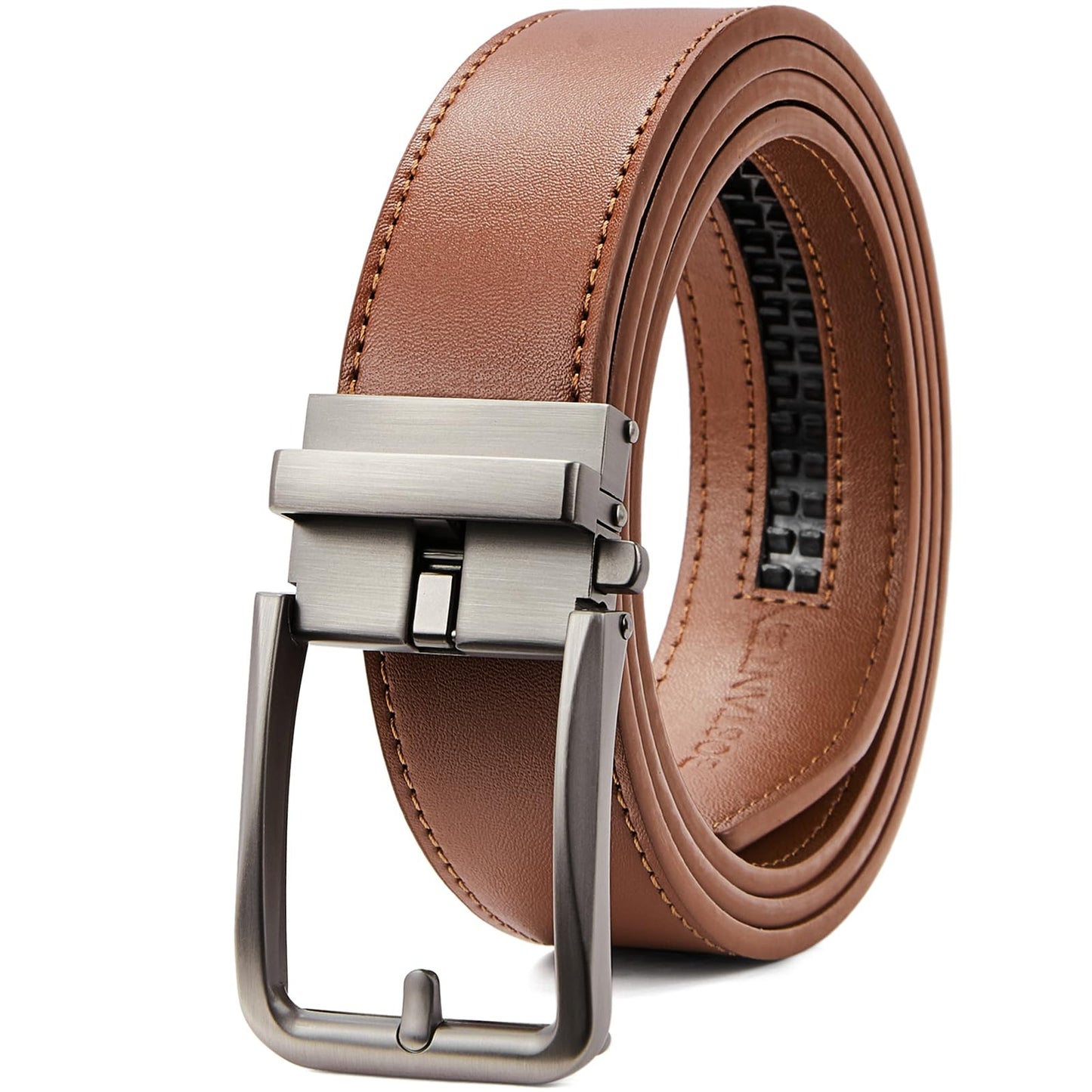 HOTBOSTANTEN Mens Belt Leather Ratchet 1 3/8'' Belt For Men Gift Dress and Casual with Adjustable Buckle, Trim to Fit