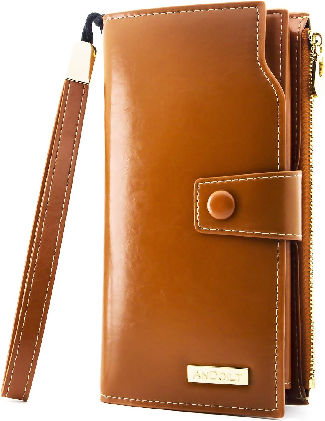 HOTANDOILT Women's RFID Blocking Large Capacity Luxury Wax Genuine Leather Clutch Wallet Card Holder Organizer Ladies Purse