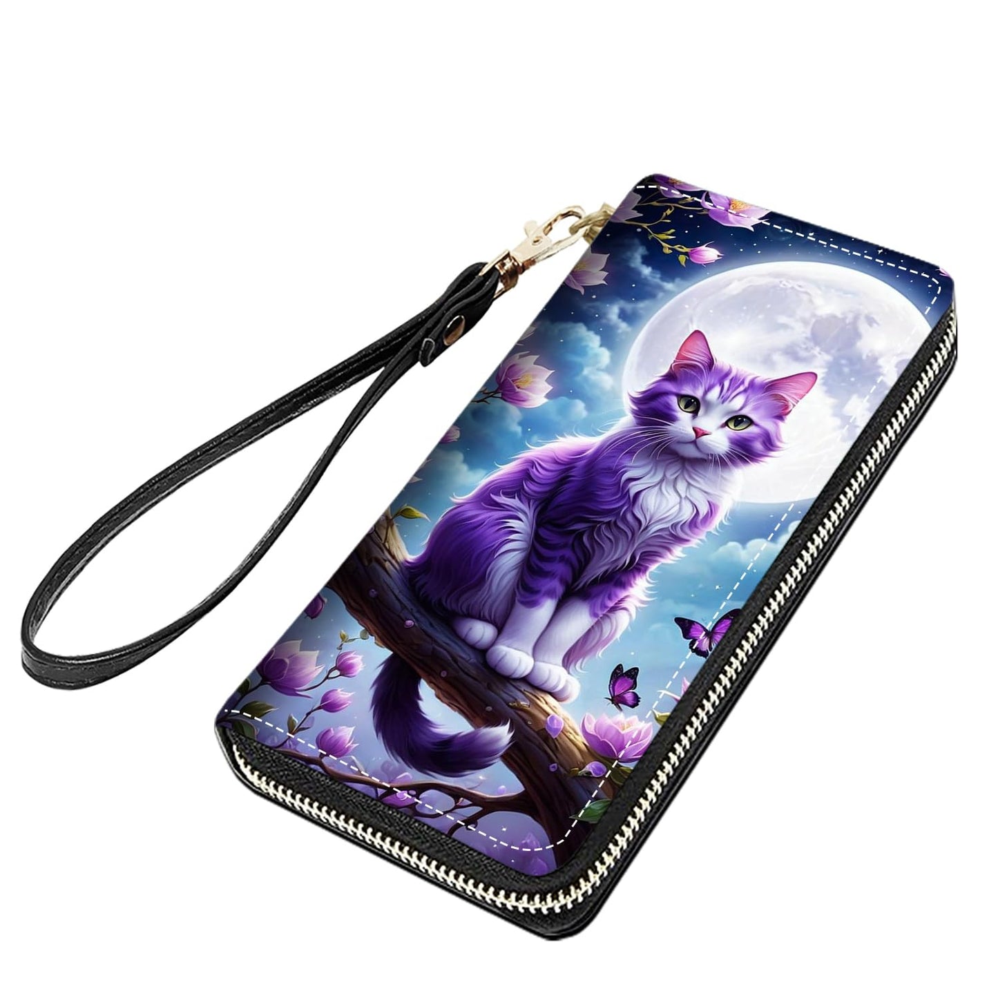 HOTCute Sloth Print Women Large Capacity PU Leather Zip Around Wallet, Multifunctional Clutch Purse for Cash/Card/Coin/Smart Phone