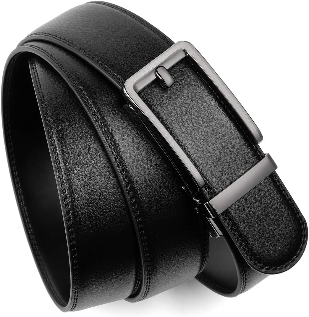 HOTFounders & C Men's Leather Ratchet Comfort Click Belt Dress with Slide Buckle -Adjustable Trim to Fit
