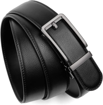 HOTFounders & C Men's Leather Ratchet Comfort Click Belt Dress with Slide Buckle -Adjustable Trim to Fit