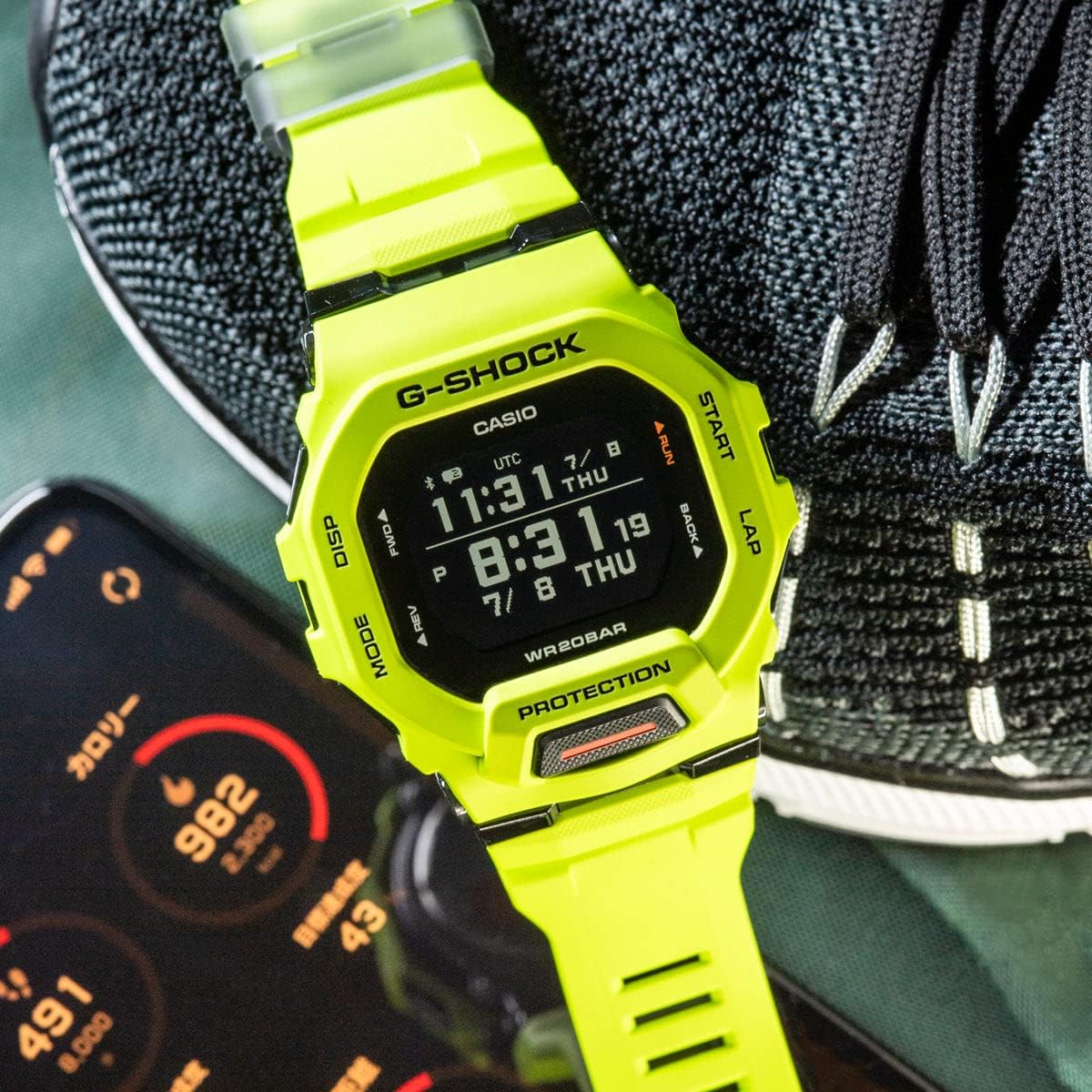 HOTCasio G-Shock G-Squad Move Digital Connected Lime Green Resin Strap Fitness Watch GBD200-9