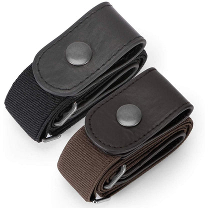 HOTWHIPPY 2 Pack Buckle Free Comfortable Elastic Belt for Women or Men, Buckle-less No Bulge No Hassle Invisible Belts