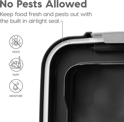 HOTIRIS USA Dog Food Storage Container, Airtight, 30 lb Capacity, Wheels | Airtight seal keeps kibble, bird seed, and pet food fresh while wheels provide easy mobility around the home.