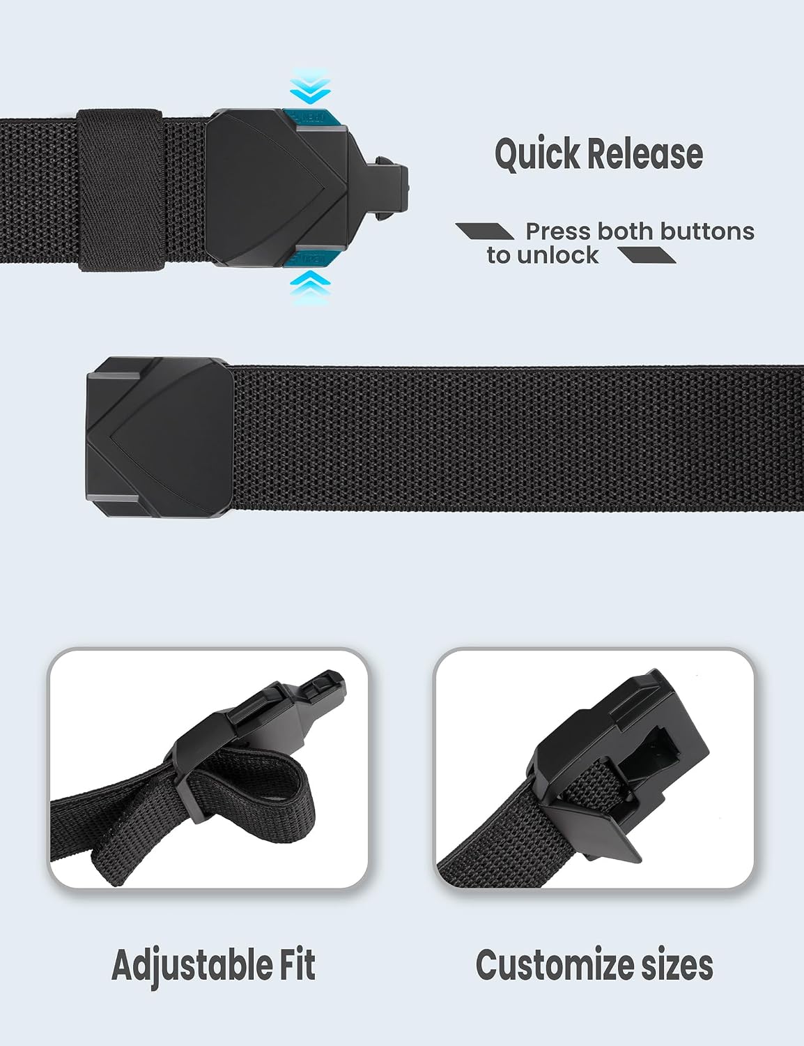 HOTGEIT Stretch Nylon Belt,1 3/8" Elastic Belt with Quick Release Buckle | Invisible Web Belt for Hiking Casual Tactical
