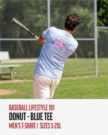 HOTBaseball Lifestyle 101 Donut Tee for Men - White, Soft 60/40 Blend, Breathable, Side-Seamed T-Shirt, Adult Sizes S-XL