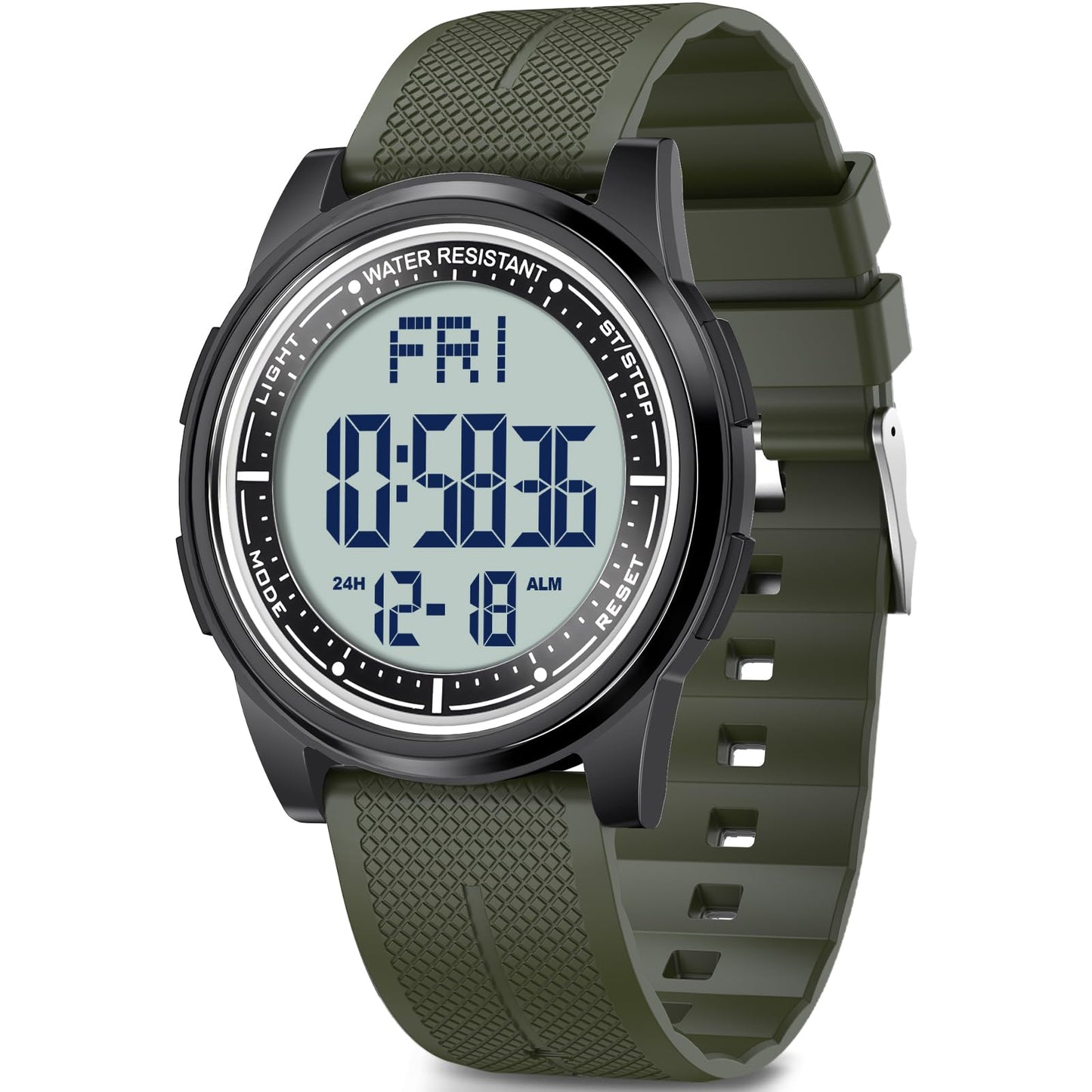 HOTBeeasy Digital Watch for Men Women, 50M Waterproof, Ultra-Thin & Lightweight, 44mm Silicone Sports Watch with Alarm, Stopwatch, Countdown, Ideal for Gym, Running, School, Daily Wear
