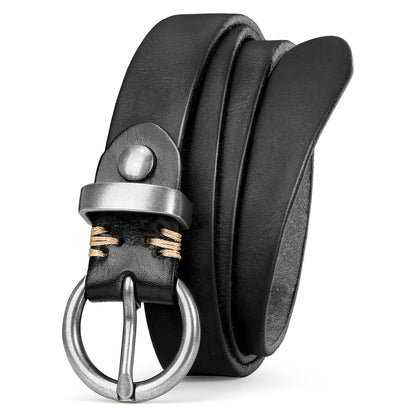 HOTSANSTHS Womens Genuine Leather Belts for Jeans Pants Trendy Vintage Thin Leather Belt Gold Buckle Ladies Skinny Waist Belt