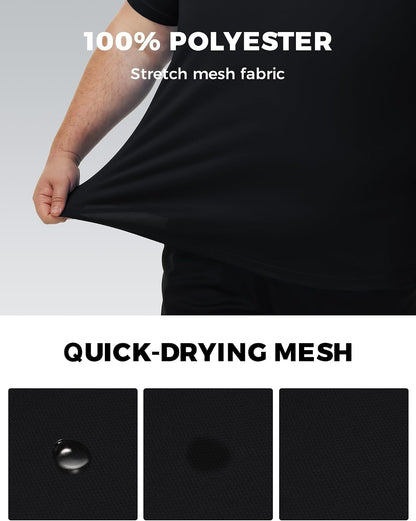 HOTMen's 3 Pack Lightweight Plus Size Short Sleeve T-Shirt Crew Neck Big & Tall Sizes Stretch T-Shirt for Casual Wear