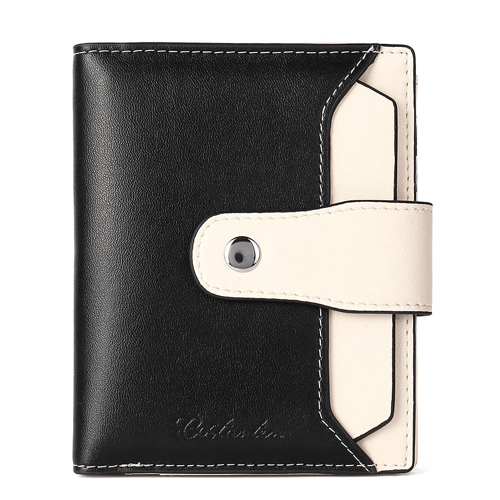 HOTBOSTANTEN Women Leather Wallet RFID Blocking Bifold Zipper Pocket Wallet Card Case Purse with ID Window
