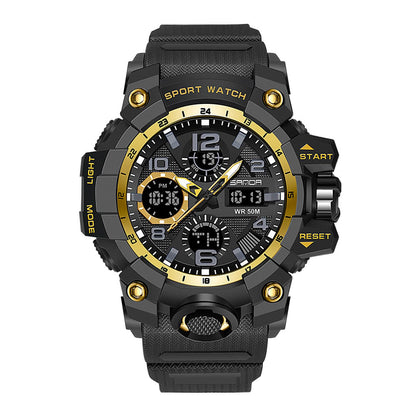 HOTWaterproof Sports Watch for Men with Night Light, Dual Display Analog Digital Outdoor Swimming Surfing Military Tactics Wrist Watch Alarm Stopwatch