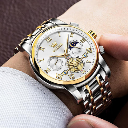 HOTOLEVS Watches Men Waterproof Luxury Big Face Mens Watch Stainless Steel Quartz Analog Dress Watches for Men Luminous Multifunction Man Watch Relojes De Hombre