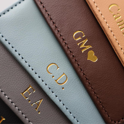 HOTCustom Embossed Cardholder – Personalized Initials or Name Leather Wallets | Slim Wallet with 3 Pockets for IDs and Bank Cards, Monogram Gift