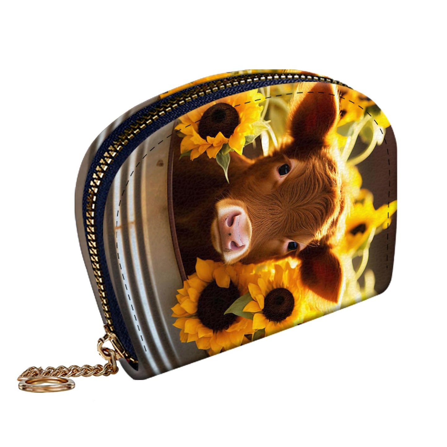 HOTRFID-Blocking Zip Around Wallets for Women with Detachable Wrist Strap,Large Capacity Phone Holder with Card Organizer & Coin Pocket,Brown Highland Cow