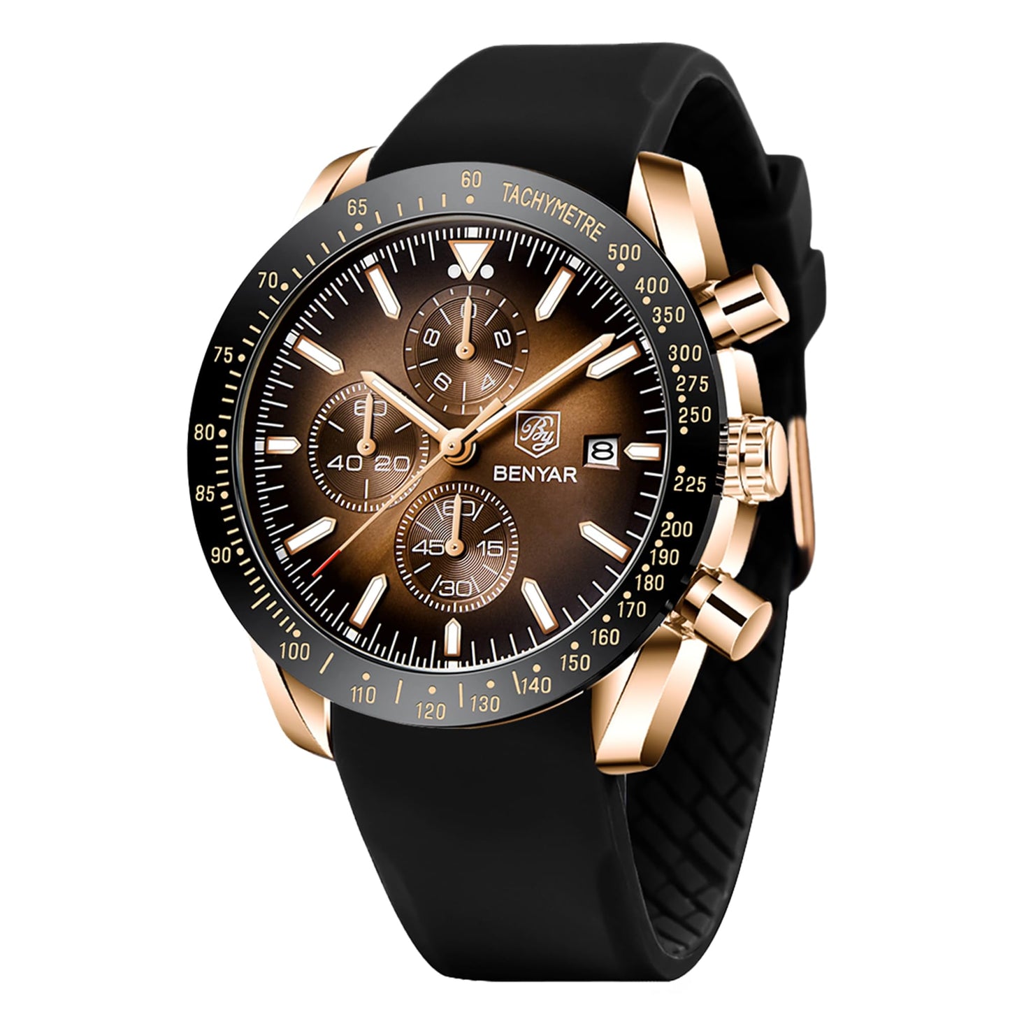HOTBENYAR Mens Watches Quartz Movement Chronograph Leather Strap Fashion Business Sport Design 30M Waterproof Scratch Resistant Elegant Gifts for Men