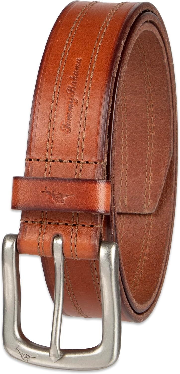 HOTTommy Bahama Men's Casual Leather Belt – Everyday Style for Jeans, Shorts & Chinos