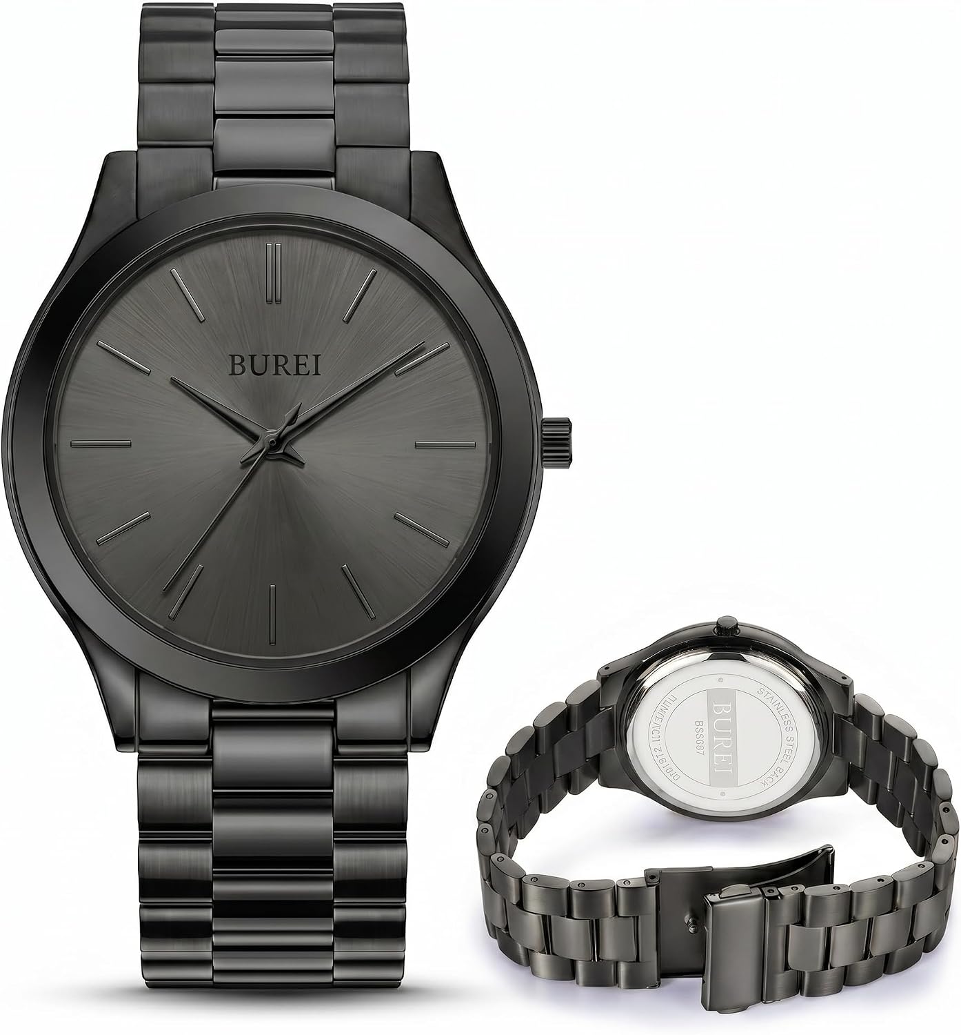 HOTBUREI Men's Wrist Watch, Analog Stainless Steel Dress Waterproof Quartz Watch for Men with Japanese Movement,Refined Gifts for Men, Boyfriend, Husband, Dad