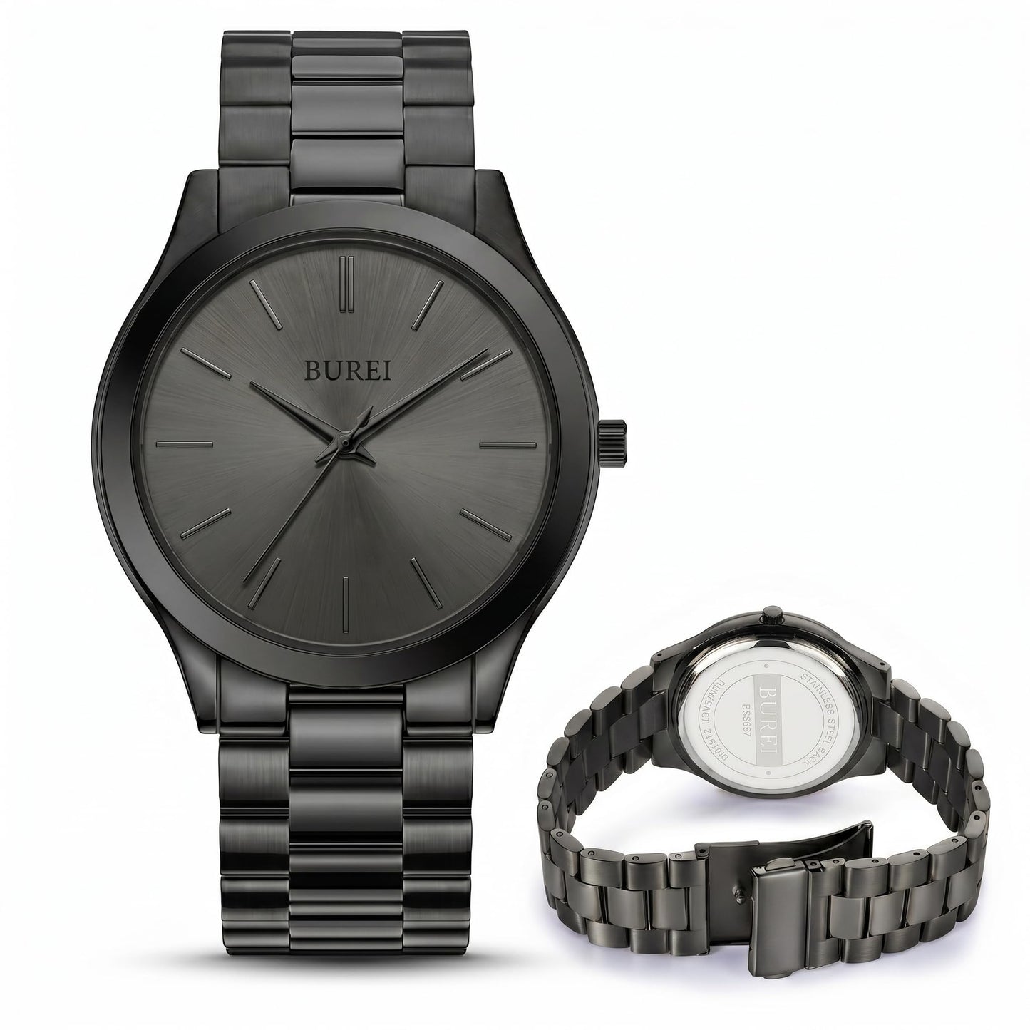 HOTBUREI Men's Wrist Watch, Analog Stainless Steel Dress Waterproof Quartz Watch for Men with Japanese Movement,Refined Gifts for Men, Boyfriend, Husband, Dad