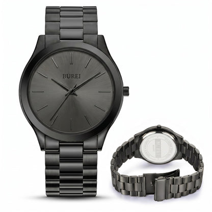 HOTBUREI Men's Wrist Watch, Analog Stainless Steel Dress Waterproof Quartz Watch for Men with Japanese Movement,Refined Gifts for Men, Boyfriend, Husband, Dad