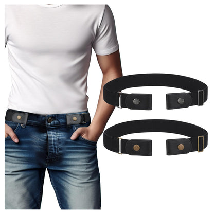 HOTBELTROAD No Buckle Elastic Belt for Men, Invisible Buckleless Stretch Belt for Men Women