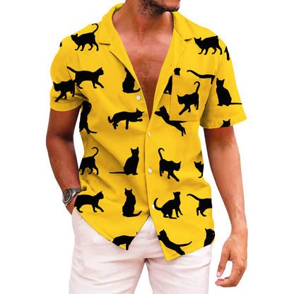 HOTKYKU Funky Hawaiian Shirt for Men Palm Beach Shirts Tropical Vacation Clothes
