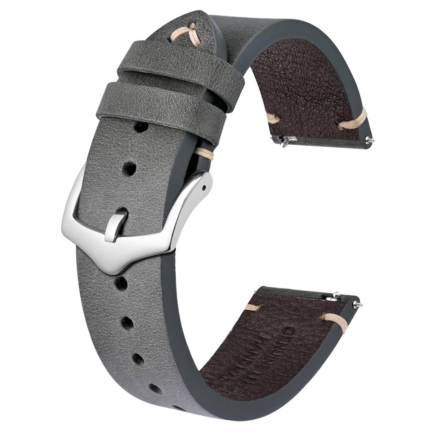 HOTBISONSTRAP Men's Watch Bands, Hand-Stitched Leather Watch Straps, Quick Release, 18mm 19mm 20mm 21mm 22mm