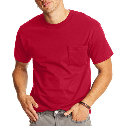 HOTHanes Men's Beefy-t Pocket, Heavyweight Cotton Pocket Tee for Men, Full-Cut T-Shirt, 1 Or 2 Pack