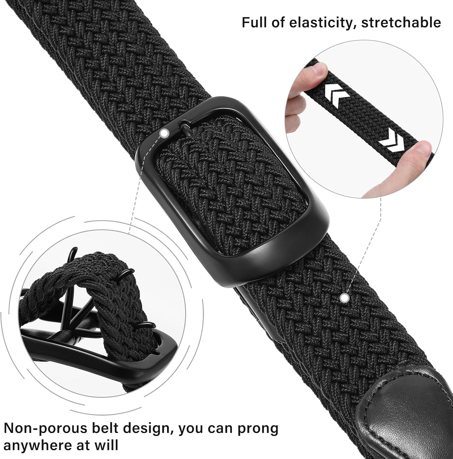 HOTAWAYTR Women Braided Elastic Belt - Women Stretch Woven Fabric Belt for Jeans