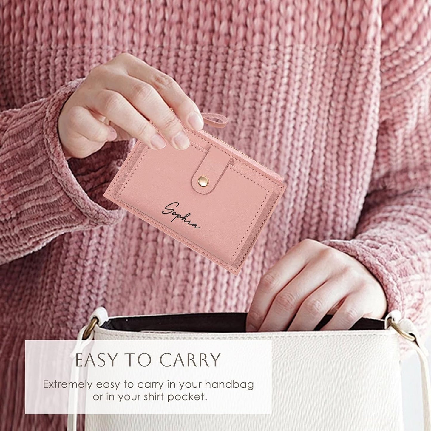 HOTPersonalized Wallets for Women Girls with Card Holder Custom Ladies Wallet with Name PU Leather Minimalist Wallets Women Card Holder Birthday Christmas Gifts for Mom Girlfriend Daughter Sister